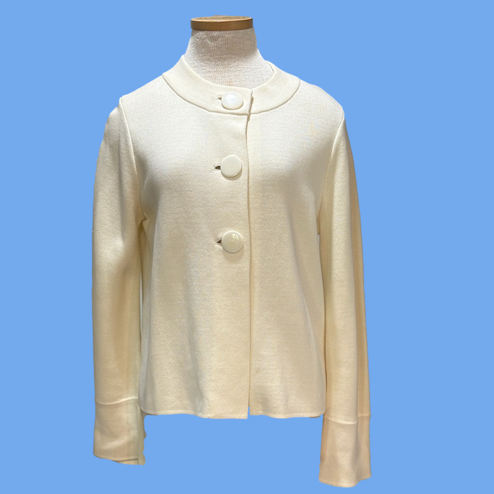 Talbots sz M vintage cotton cream sweater jacket
